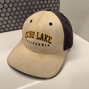 Vintage Echo Lake‎ California Hat Cap Strap Back Baseball Cap Beige Spellout